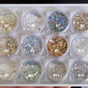 Blandade glitternagelflarn: 3D-laserpaljetter för gör-det-själv-pyssel