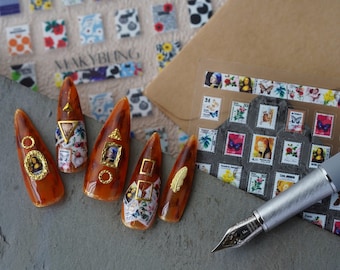 Mona Lisa Vintage Post Stamps Sticker Nail Art