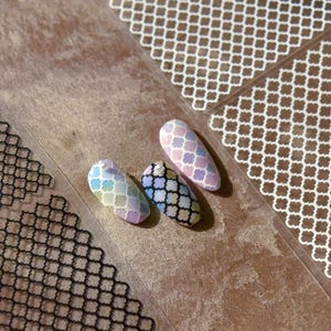 Pegatinas para uñas con diseño de cuadros / Pegatinas despegables con relieve 3D de cuadrícula a cuadros