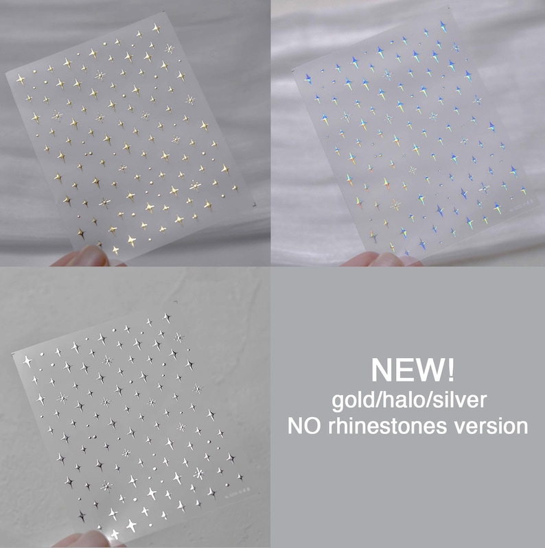 Gilding Silver Halo Crystal Star Nail Stickers image 6