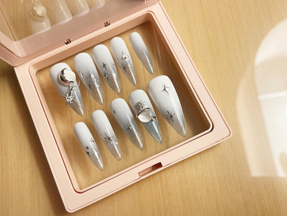 Gilding Crescent Moon Sun Star Nail sticker/ Gold Silver 3D embossed Spiritual Nails Art Stickers