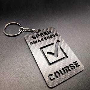 Real Carbon Fibre &quot;Speed Awareness Course&quot; Keyring Pendant key chain Ideal Gift Key chain