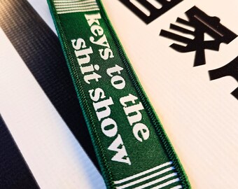 Keys to the Shit Show, Funny Flight Tag, Shitbox Car Keyring, Fabric Motorcycle Jet Tag, Hilarious Biker Key Fob Accessory Gift