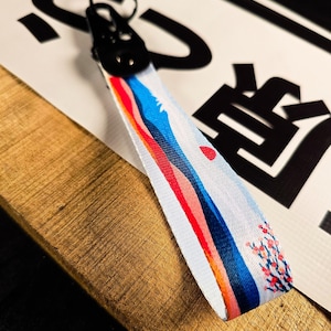 Rising Sun Over Mount fuji Flight Tag Keyring blue