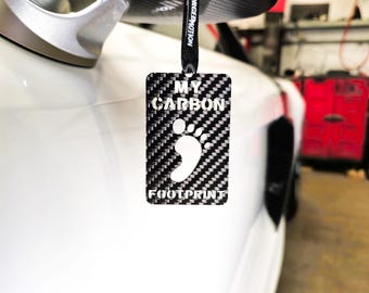 Real Carbon Fiber Keyring, Funny Car Accessories, JDM Gift for Him, Modified Car Pendant Keychain, Modified Drift Car "My Carbon Footprint"