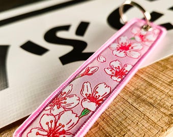 JDM Flight Tag Keychain, Motorcycle Jet Tag Keyring, Japanese Art Key Tag, Biker Enthusiast Gift, Drift Car Accessories, Cherry Blossom