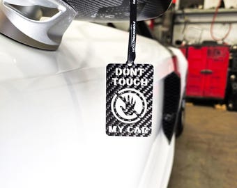 Real Carbon Fiber Keyring, Funny Car Accessories, JDM Gift for Him, Modified Car Pendant Keychain, Modified Drift Car "Don't Touch My Car"