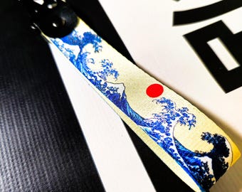 JDM Flight Tag Keychain, Motorcycle Jet Tag Keyring, Japanese Art Key Tag, Biker Enthusiast Gift, Drift Car Accessories, Great Wave Kanagawa