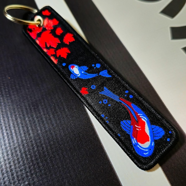 Porte-clés JDM japonais, Porte-clés tissé pour étiquette de vol, Moto jet tag, Accessoires de voiture, Cadeaux pour motards, Sakura Koi Fish