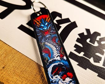 JDM Flight Tag Keychain, Motorcycle Jet Tag Keyring, Japanese Art Key Tag, Biker Enthusiast Gift, Drift Car Accessories, Japanese Dragon