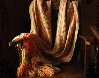 Sunshine orange handwoven shawl all seasons wrap summer luxury