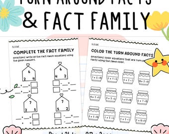 Turn Around Facts & Fact Family Worksheets: Addition and Subtraction