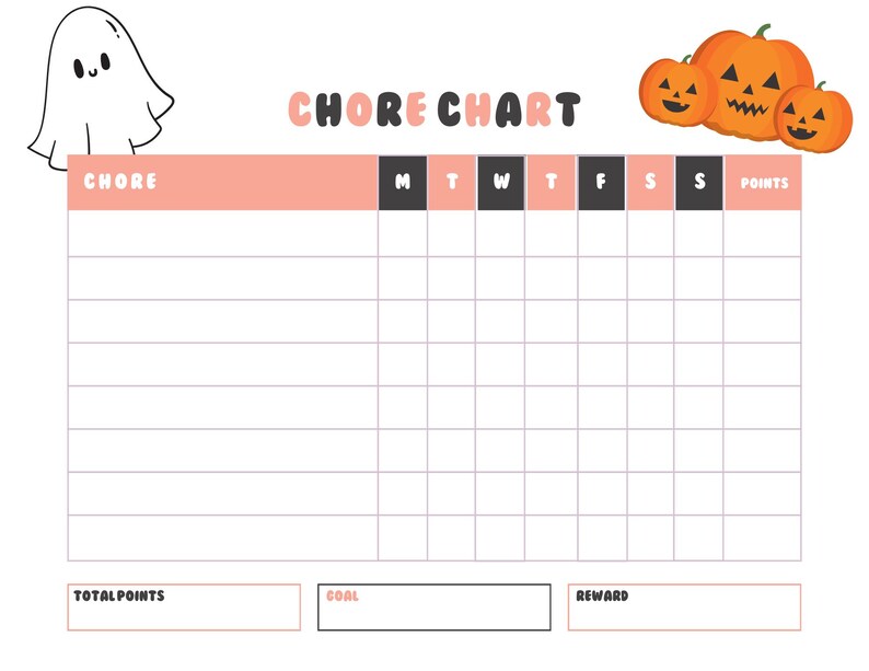 Editable Halloween Chore Chart for Kids PDF Kids Daily Weekly ...