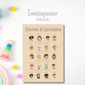 Cartel de emoción | Emoción | sentimiento | Póster | holandés | Habitación infantil | Niño | Niño pequeño | niño en edad preescolar