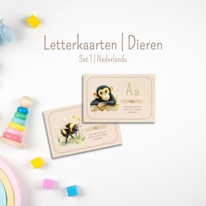 Briefkarten | Alphabet | Karteikarten | Niederländisch | Niederländische Alphabet-Lernkarten | Tiere | Kleinkinder | Lernen | Kind