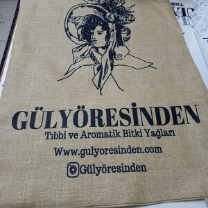 Custom Printed Jute Tote Bag: Rustic Burlap Sack image 3