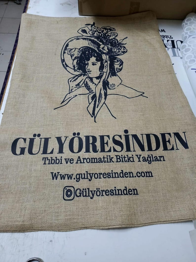 Custom Printed Jute Tote Bag: Rustic Burlap Sack image 3