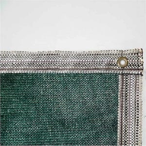 Shade Cloth 40&#39;&#39; inc and Custom Sizes Sewed Shadow SunBlock Mesh, %95 Green and Beige, fence mesh cover, 2 inch striped stitching and Eyelet