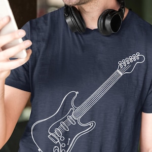 Minimalist Electric Guitar Design | Art for Music Lovers | Fender Style Guitar Tee | Perfect Gift for Guitarists, Unisex Softstyle T-Shirt