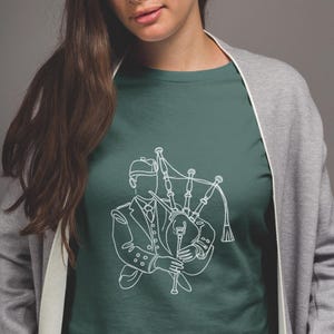Bagpipes Player Art T-Shirt - Unisex Scottish Music Design for Musicians - Unique POD Gift, Unisex Jersey Short Sleeve Tee