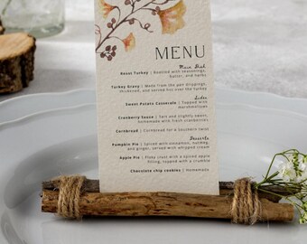 Elegantes Thanksgiving-Dinner-Menü Vorlage: Bearbeitbares Canva Design