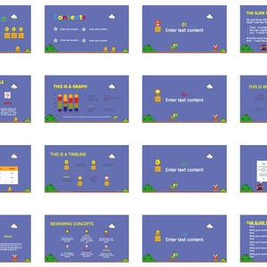 Super Mario Power Point Vorlage | Lustige Mario-Themen Präsentation Folien | Retro Videospiel Design | Personalisierbar Kids & Gamers Slides