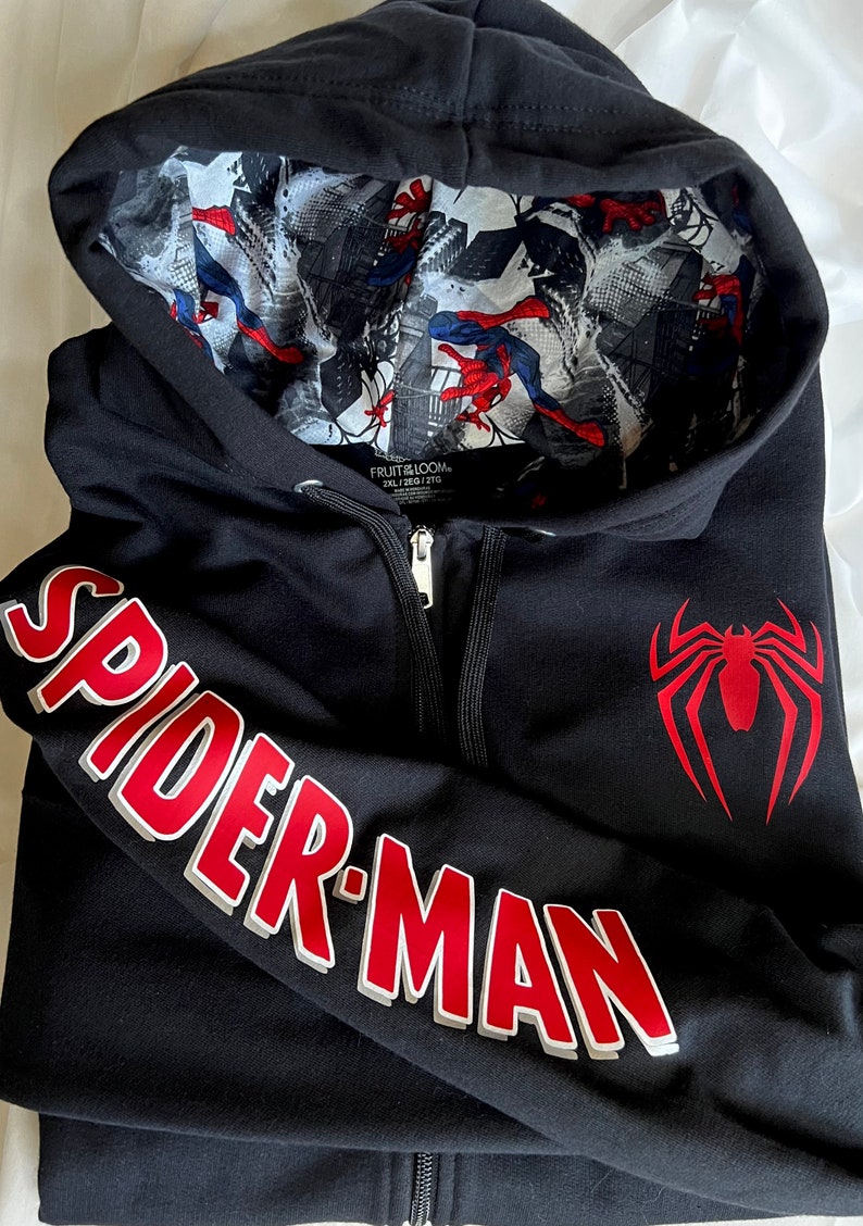 Spider-Man Adult Size Zip Up with Optional lined Hooded Jacket image 2