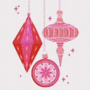 Pink Ornaments Cross Stitch Pattern - Digital Pattern
