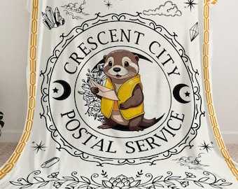 Crescent City Postal Service Blanket, House of Earth and Blood, Lunathion, Otter Crescent City Fleece Blanket, Sarah J Maas, Crescent City