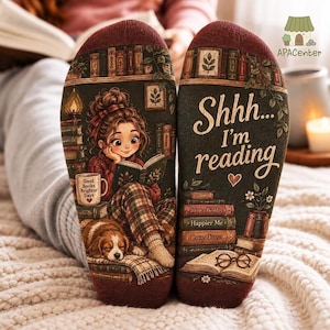 Bookish Crew Socks with Custom Name, Personalized Reader Gift, Socks Off Story On, Bookworm Christmas Present 2026
