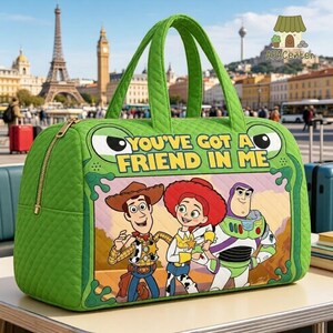 Toy Story Inspired Kids Travel Bag, You've Got A Friend In Me Duffel Bag, Cartoon Character Overnight Bag, School Travel Weekender Gift image 2