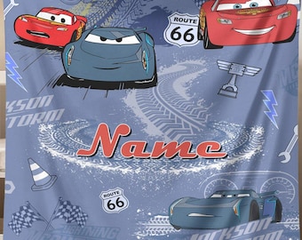 Custom Name Cars Movie Blanket, Lightning McQueen Blanket, Cars Land Blanket, Birthday Boy Gifts Fleece Blanket