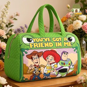 Toy Story Inspired Kids Travel Bag, You've Got A Friend In Me Duffel Bag, Cartoon Character Overnight Bag, School Travel Weekender Gift image 3