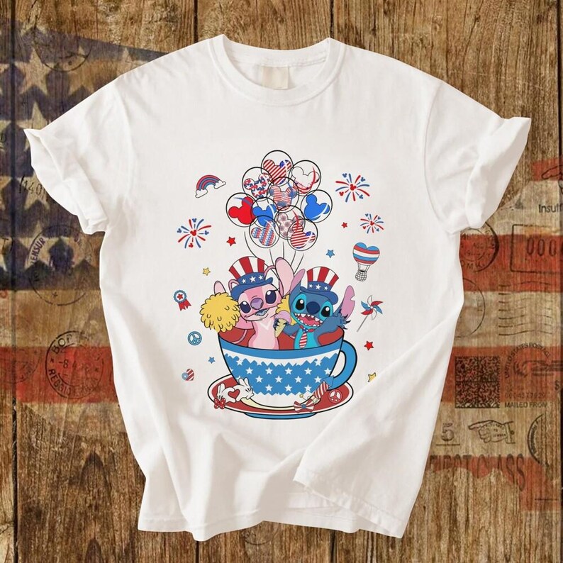 Stitch And Angel 4Th Of July Shirt, Disneyland Stitch 4Th Of July Shirt, Stitch And Angel, 4Th Of July Shirt, Disneyworld 4Th Of July Shirt image 2