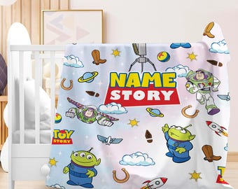 Personalized Toy Story Fleece Blanket, Disneyland Blanket, Home Decor, Toy Story Characters Blanket, Buzz Lightyear, Personalized Blanket
