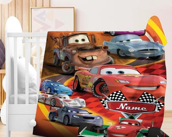 Personalized Cars Movie Blanket, Cars Land Blanket, Lightning Mcqueen Blanket, Doc Hudson Tow Mater Blanket, Cars Birthday Gifts Blanket