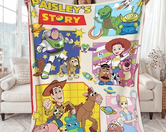 Personalized Toy Story Blanket | Custom Name Toy Story Fleece Blanket | Woody Buzz Lightyear Blanket | Birthday Gift | Custom Name Blanket