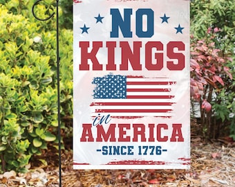 Bandera "No a los reyes en Estados Unidos", anti-Trump, cartel de protesta, bandera patriótica anti-MAGA, Nosotros el pueblo, Día sin reyes, 14 de junio