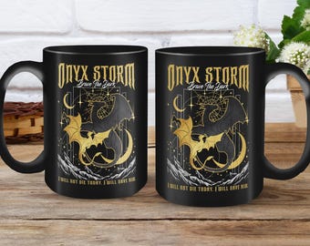 Onyx Storm Ceramic Coffee Mug, Fourth Wing Mug, Onyx Storm Mug, Bookish Gift, Romantasy Reader, Basgiath War College Mug 11oz, 15oz