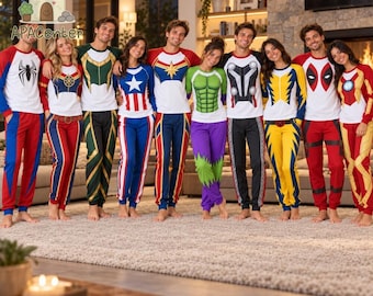 MCU Superhero Raglan Pajamas Set, Captain America Hulk Doctor Strange Iron Man Loki Sleepwear, Avengers Group Matching Costume