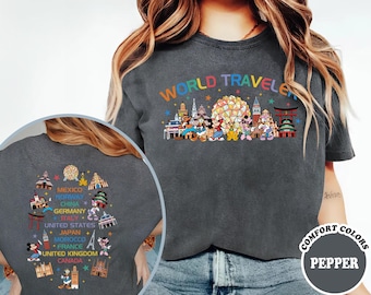 Comfort Colors Mickey and Friends Epcot Center Shirt, Epcot World Tour Tee, Epcot Travel Around The World, Family Trip Outfits