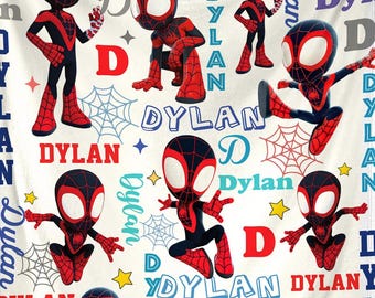 Personalized Spider Fleece Blanket, Spidermand Blanket, Gifts for Kids, Birthday Gifts, Throw Blanket for Couch Sofa, Home Decor