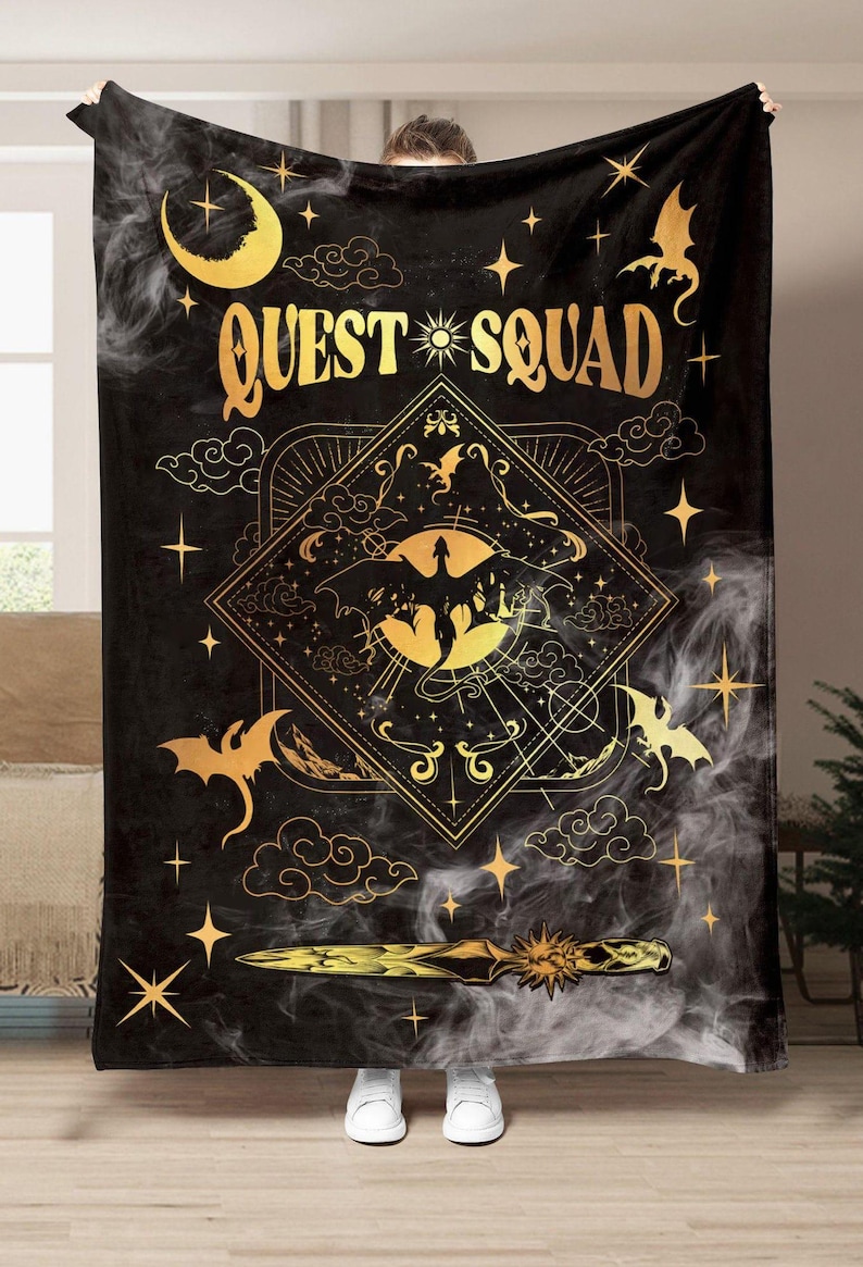 Quest Squad Onyx Storm Blanket, Fourth Wing Blanket, Onyx Storm Quest Squad Broccoli, Ridoc Romantasy Fan Gift, Dragon Rider Bookworm Gifts Bild 1