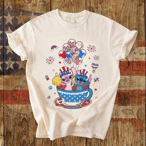 Stitch And Angel 4Th Of July Shirt, Disneyland Stitch 4Th Of July Shirt, Stitch And Angel, 4Th Of July Shirt, Disneyworld 4Th Of July Shirt image 1