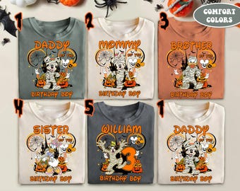 Mickey and Friends Halloween Custom Family Birthday Shirt, Personalized Halloween Birthday Shirt, Mickeys Not So Scary Shirt