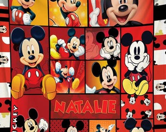 Personalized Mickey Mouse Blanket, Disneyland Mickey Blanket, Mickey Mouse Birthday Gifts, Christmas Gift, Mickey Fleece Blanket