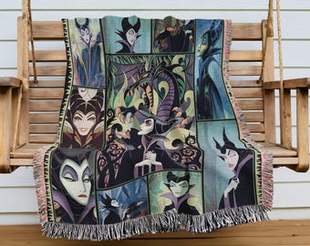 Maleficent Villain Woven Blanket | Maleficent Sleeping Beauty Blanket Maleficent Magic Kingdom Throw Blanket for Couch Sofa Christmas Gift