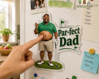 Custom Golfing Dad’s Face Fridge Magnet, Personalize Dad Photo Gift, Belly Dad, Father’s Day Gift, Gift for Daddy, Grandpa