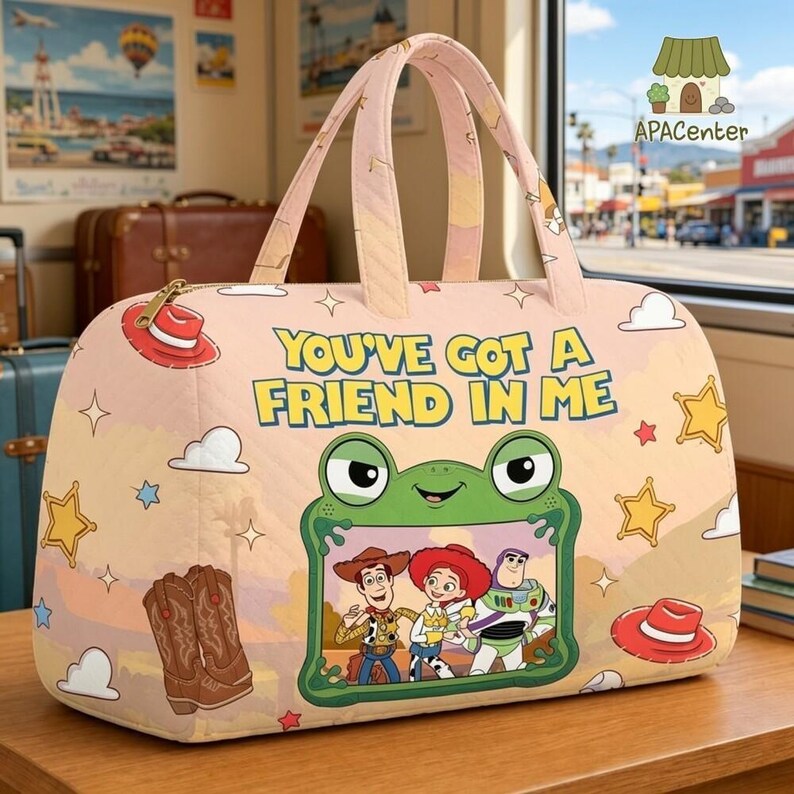 Toy Story Inspired Cowgirl Duffel Bag, You'Ve Got A Friend In Me Travel Bag, Woody Buzz Jessie Weekender Bag, Cute Kids Overnight Bag Gift image 3