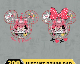 Paquete de San Valentín PNG, Pareja de Mickey y Minnie, Pareja a juego, Vacaciones de luna de miel PNG, Dibujos animados retro, Archivo digital Xoxo